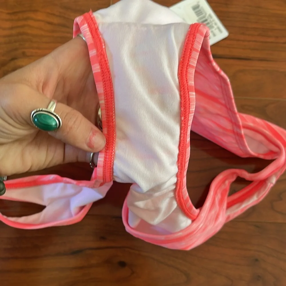 COPY - NWT Athleta Pink and White Ariel Cut Out Emor Swimsuit Bikini Bottoms